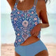 Bikini Beach Print Suspender Swimsuit Suit - EX-STOCK Canada
