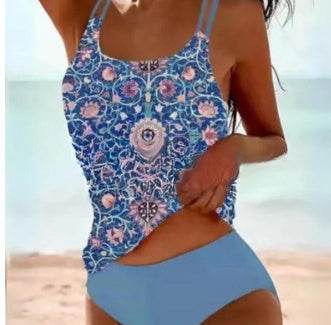 Bikini Beach Print Suspender Swimsuit Suit - EX-STOCK Canada