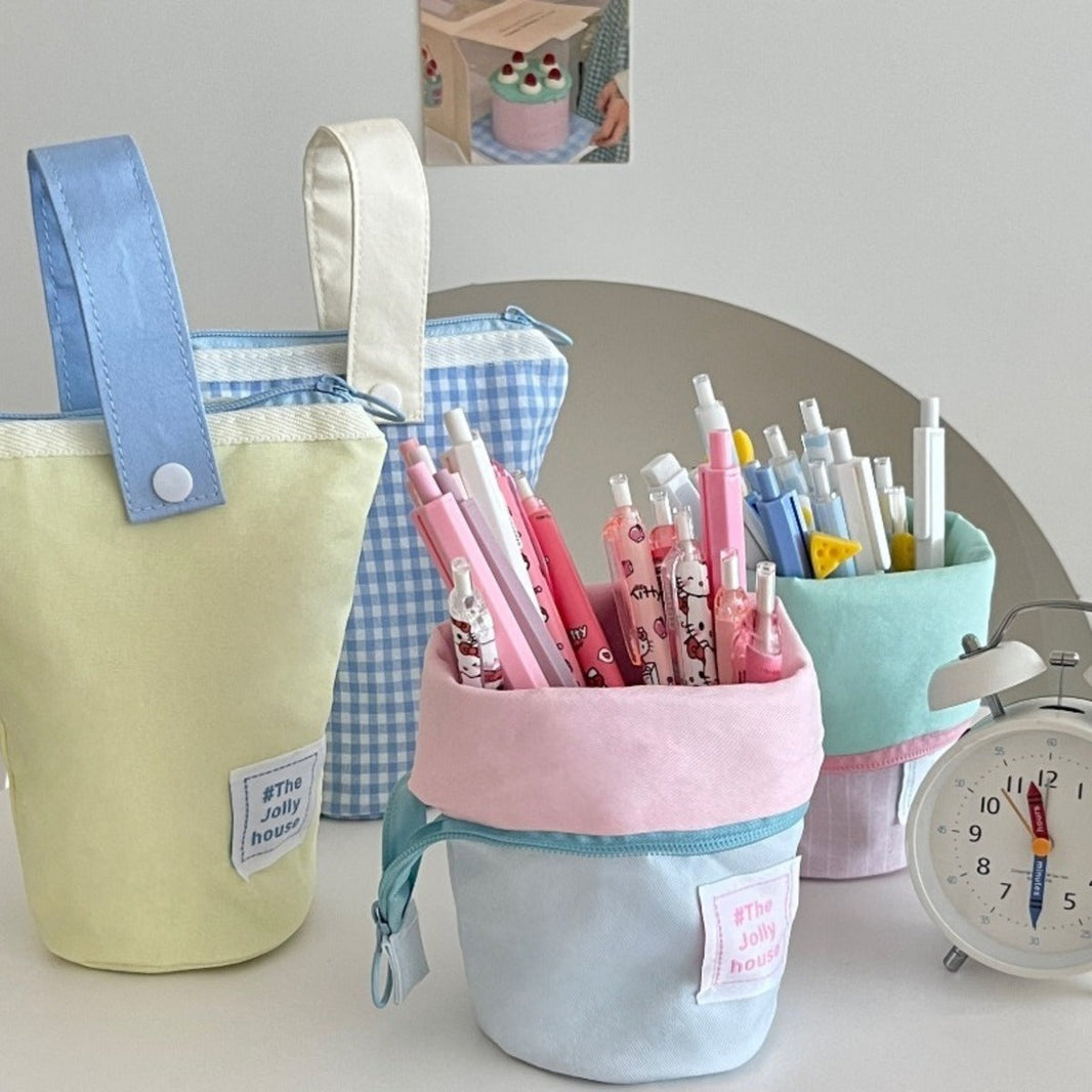Foldable Standing Pencil Pen Case With Compartments Large Capacity Pencil Pouch Bag School Aesthetic Supplies For Girls Boys Adults EX-STOCK