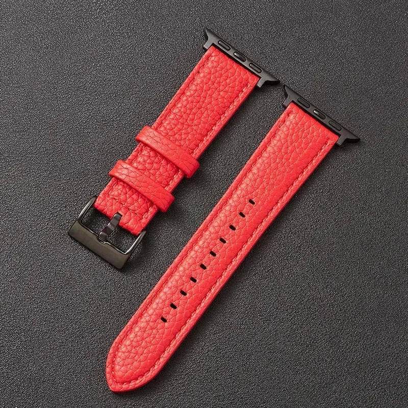 Suitable For Iwatch SE Strap Lychee Pattern Oil Wax Leather Strap New Silicone Leather Strap - EX-STOCK Canada