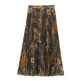 Women's Floral Pleated Midi Skirt – Autumn Print Chiffon A-Line | S–L