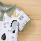Boy's Little Dinosaur Lapel Cotton Short Sleeve Top Short Pants Suit Two piece for boys. - EX-STOCK Canada