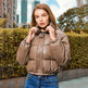 New Leather Puffer Cropped Jacket Warm Stand Collar Short Coat Y2K Cotton padded Jacket Women - EX-STOCK Canada