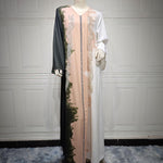 Pearl Embroidery Muslim Dress Tie-dye Rhinestone Robe - EX-STOCK Canada
