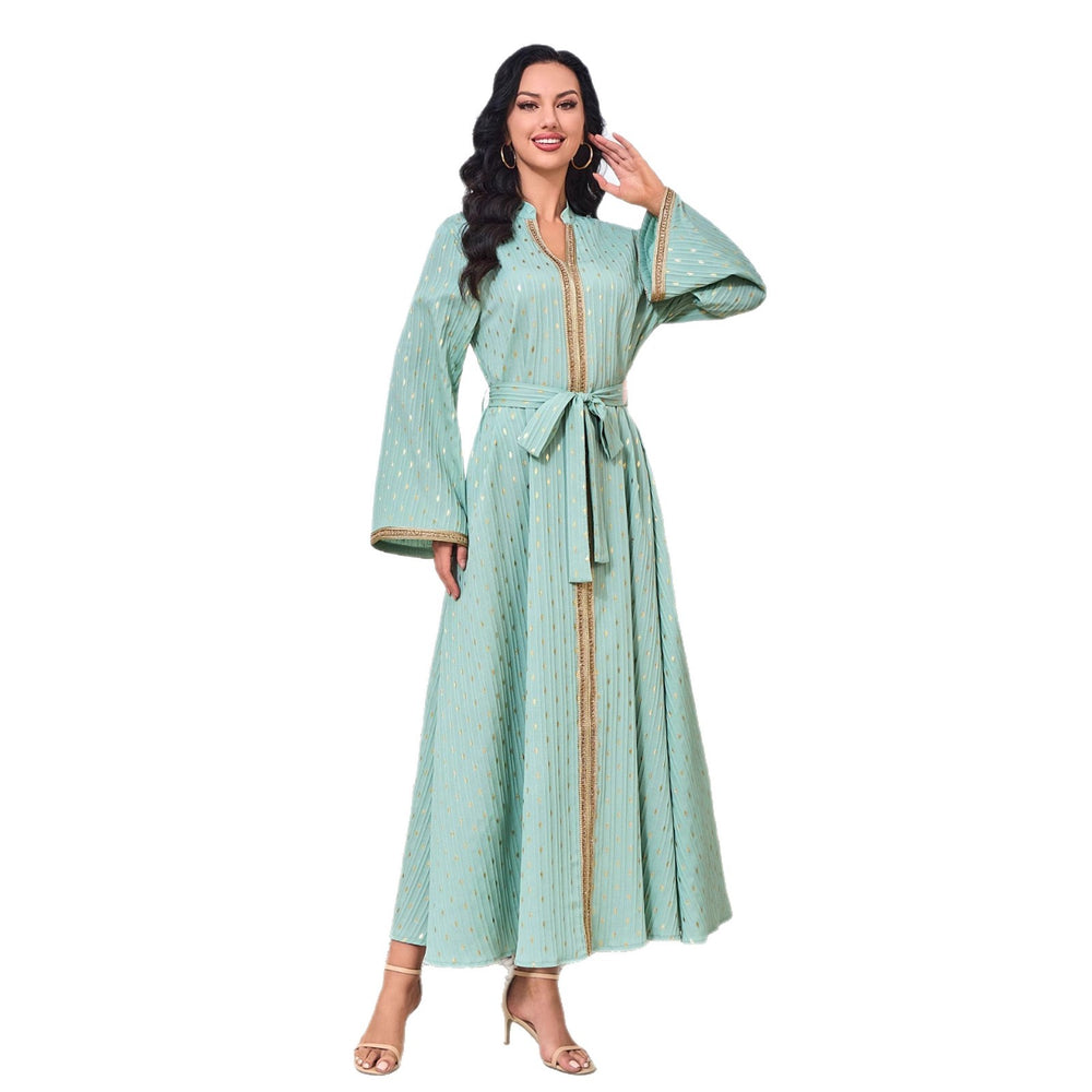 Robe Abaya de Dubaï avec pierres chaudes imprimées et détails brodés - EX-STOCK Canada