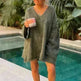 Women's Fashion V-neck Long-sleeve Knitwear 2-color Sweater dress - EX-STOCK CANADA
