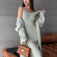 Women 2pcs Winter outfit set Long dress Cashmere Long Cardigan Jacket - EX-STOCK Canada