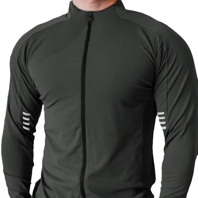 Muscle Fit Long Sleeve Zip Up Quick Drying Sport Workout Gym T-shirt for Men - EX-STOCK CANADA