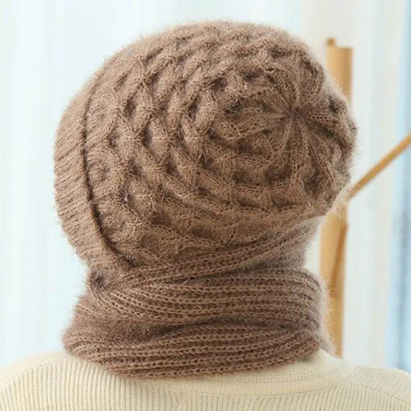 Women's Fleece-lined Scarf And Hat Winter Warm Knitted Hat Scarf - EX-STOCK Canada