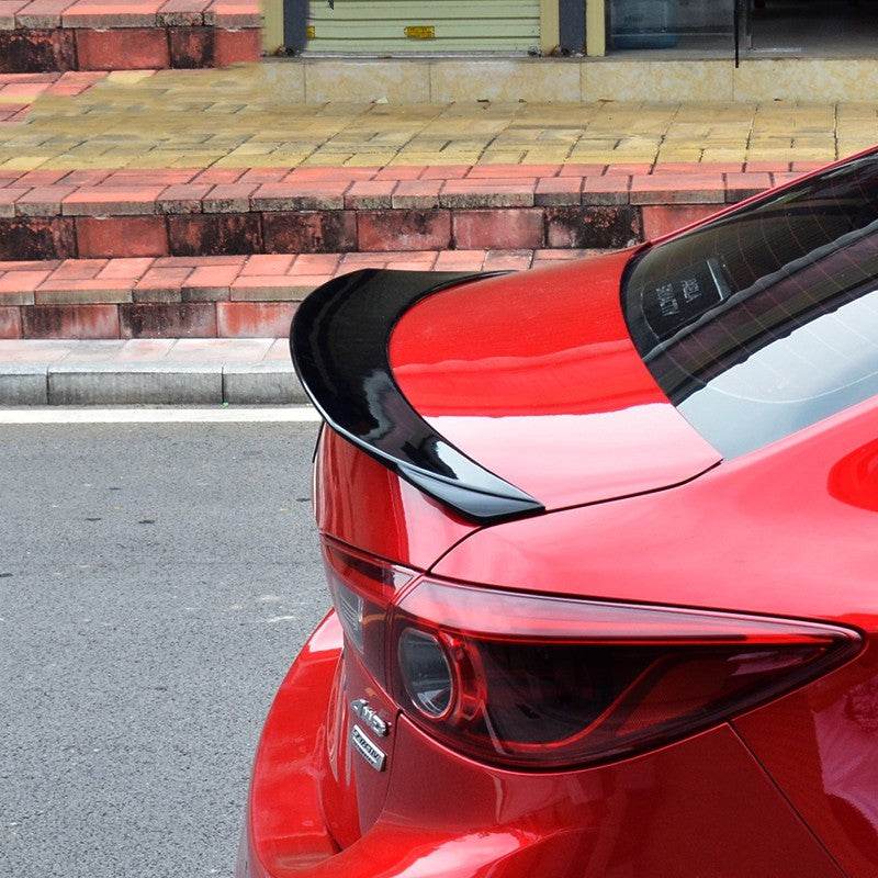 Model 14-21 Mazda 3 Exela Modified Tail Trim Sports Bright Black Tail Blade Large Fixed Wind Surrounded EX-STOCK Canada 