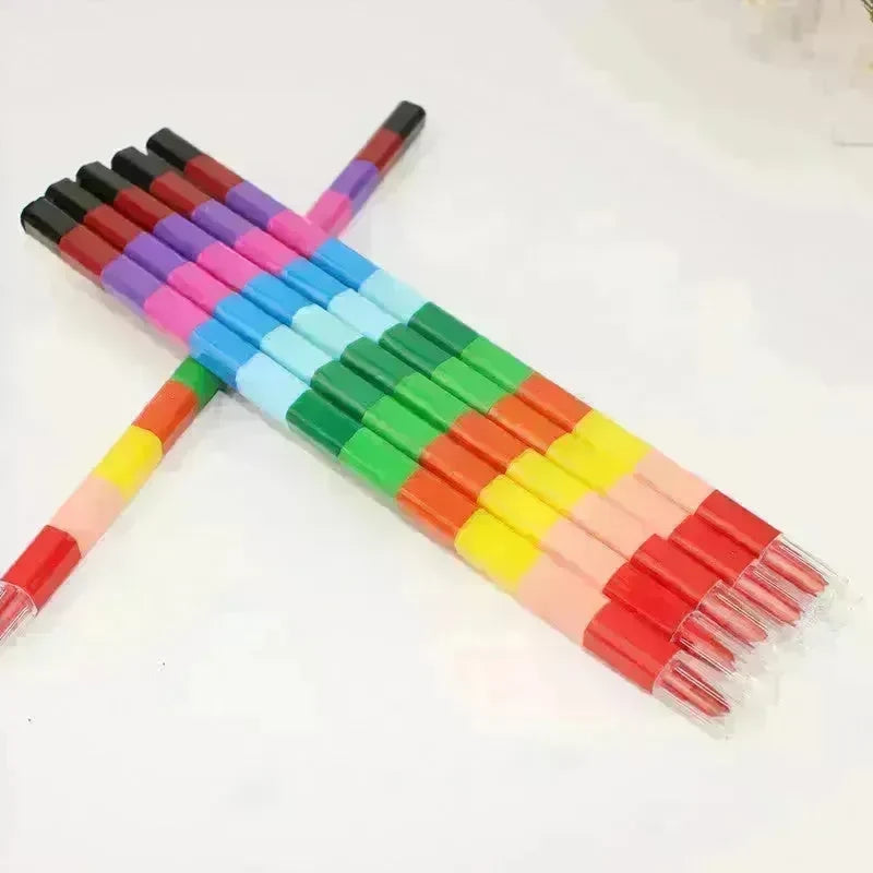 Creative Building Blocks Coloring Crayon 12 Colors Square Crayon Crayon Stationery - EX-STOCK CANADA