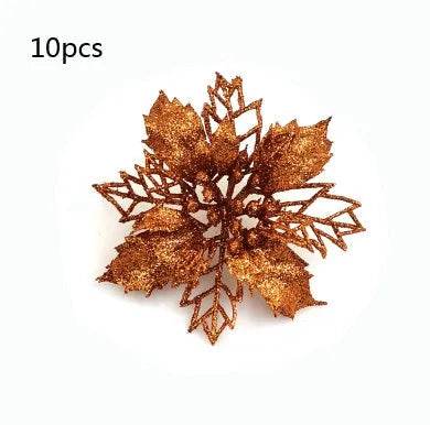 Glitter Artifical Christmas Flowers Christmas Tree Decorations For Home Fake Flowers Xmas Ornaments New Year Decor - EX-STOCK Canada