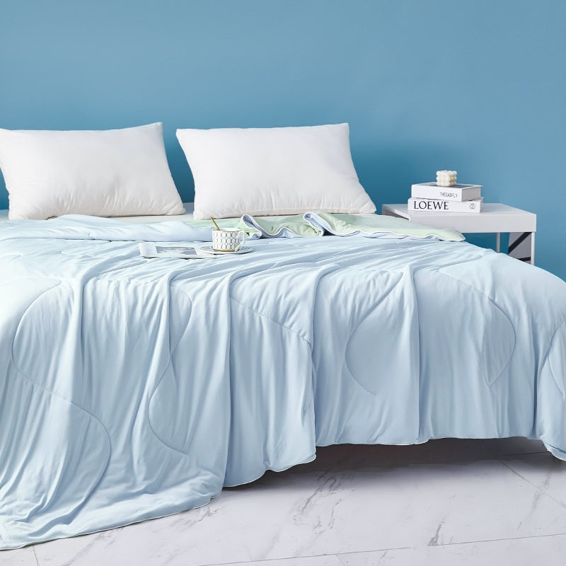 Pure Color Cool Silk Summer Blanket Airable Cover Single Double Summer Ice Cream Ice Silk Summer Quilt Machine Washable Thin Duvet EX-STOCK Canada 