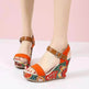Fashion Flowers Embroidered High Wedge Sandals For Women Summer Toe Platform Buckle Shoes - EX-STOCK Canada