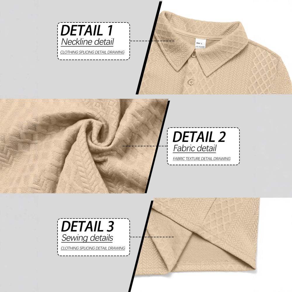 Texture Jacquard Solid Color Men's Long-sleeved Polo Shirt Lapel Loose Sweater EX-STOCK Canada 