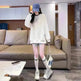 Women Round-neck With Fleece Lining Thick Fake Two Pieces Long Sleeve Loose Hoodie Sweatshirt - EX-STOCK CANADA