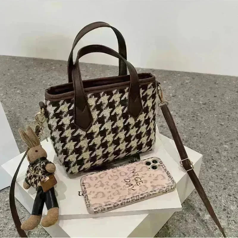 Fashion Houndstooth Shoulder Bags Portable Checkerboard Handbags All-match Messenger Crossbody Bag Women - EX-STOCK CANADA