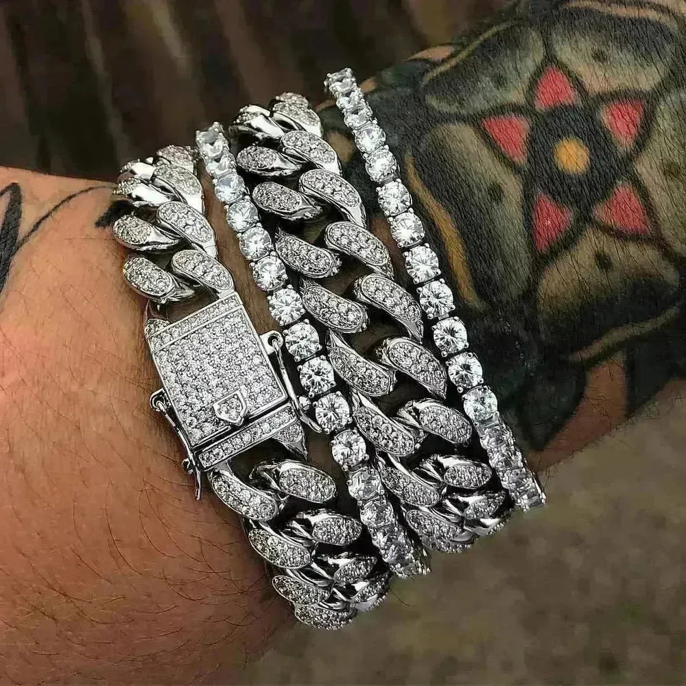 Cuban Bracelet Diamond Cuban Link Chain Hiphop Jewelry - EX-STOCK CANADA