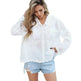 White lace Button down Long Sleeve Beach Blouse Shirt - EX-STOCK CANADA