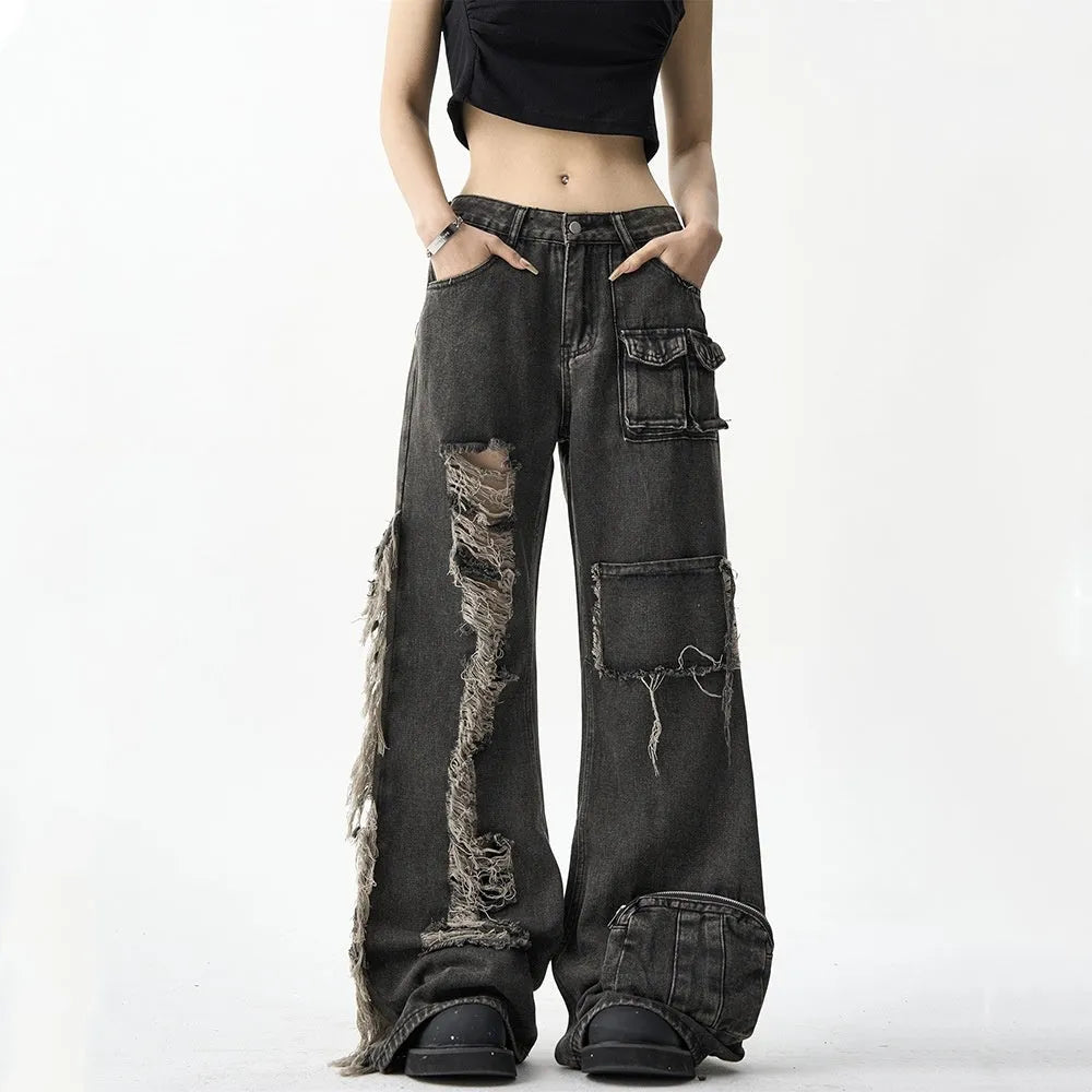 American Street Nicchia Oversize Jeans Cargo Pants for Women