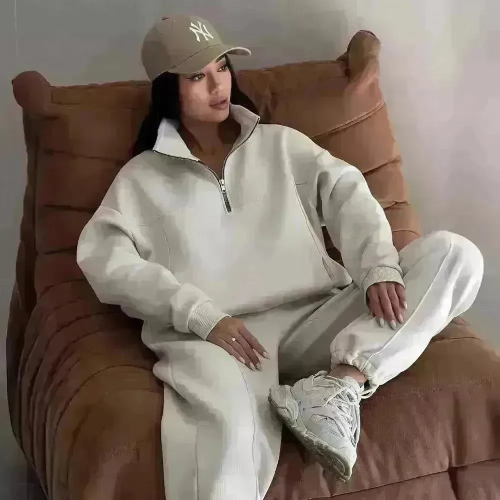 Y2K Winter Jogging Women Two Piece Set Female Zipper Coat Casual Pants Tracksuit Autumn Jacket Fashion Contrast Sport Wear Set - EX-STOCK CANADA
