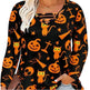 Digital Printing Halloween Round Neck Long Sleeve Plus Size T-shirt - EX-STOCK Canada