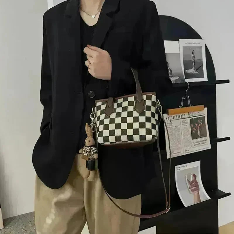 Fashion Houndstooth Shoulder Bags Portable Checkerboard Handbags All-match Messenger Crossbody Bag Women - EX-STOCK CANADA