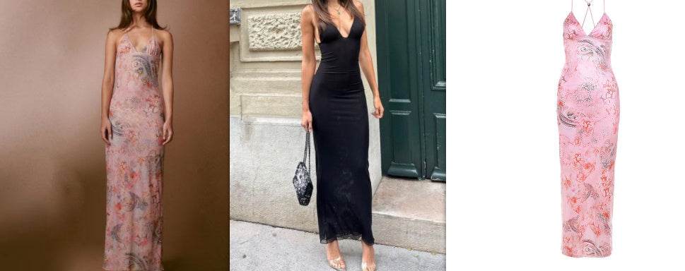 Halter neck Spaghetti Backless Butterfly Design Spring Summer long dress - EX-STOCK Canada