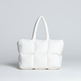 Soft Down Quilted Puffer Tote Handbag for Women – Cotton-Filled | White & Black 