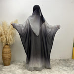 Middle East Muslim Chiffon Cardigan Gradient Batwing Sleeve With Headscarf Suit - EX-STOCK Canada