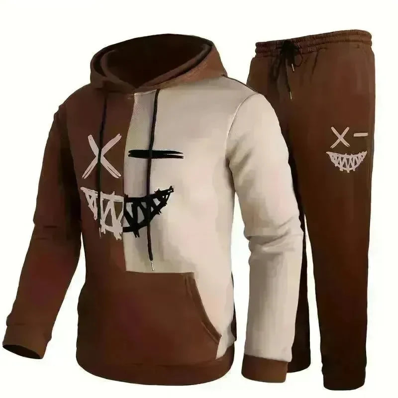 Casual Classic Plaid  Long Sleeve Sweatshirt Hoodie set Suit men - EX-STOCK CANADA