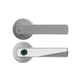 Modern door handles with electronic components on a white background