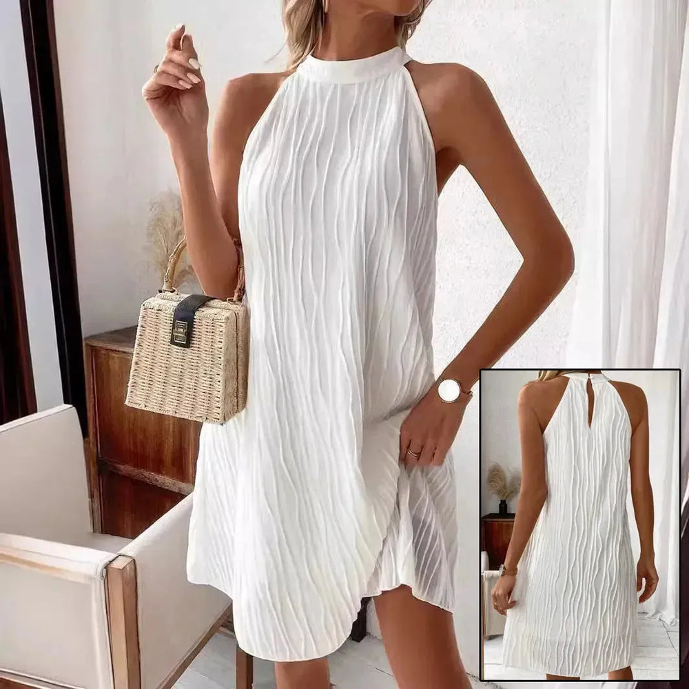 Fashion Dresses For Women Pure Color Halter Backless Dress - EX-STOCK CANADA