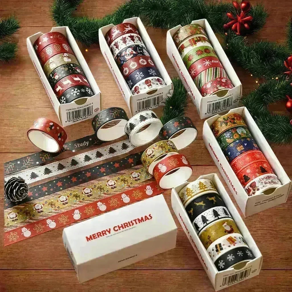 Creative Christmas Gift And Paper Adhesive Tape Journal Tape Christmas Decoration Material Cute Christmas Tape - EX-STOCK CANADA