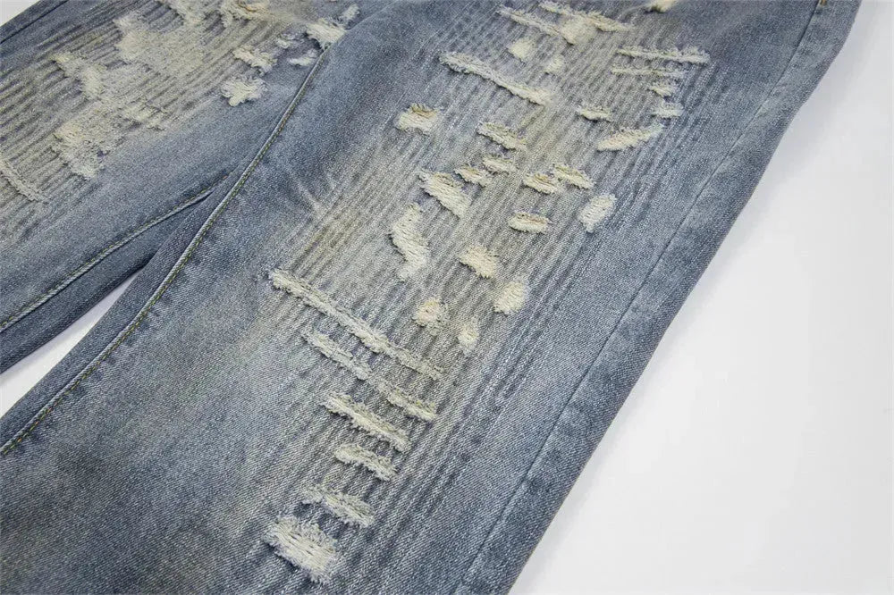 Punk Make Old Ripped Letter Denim Trousers Men Jeans - EX-STOCK CANADA