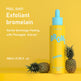 Yellow bottle of exfoliant bromelain with pineapple extract on a yellow background