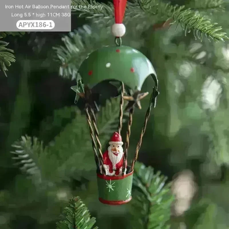 Nordic Iron Christmas Hot Air Balloon Parachute Pendant Creative Decorations Tree Charms Hangings - EX-STOCK CANADA