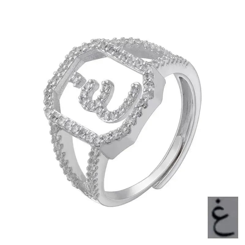 Fashion Micro Inlaid Zircon Arab Letters Ring for women - EX-STOCK CANADA