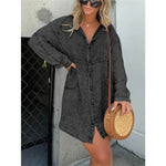 Women's Denim Washed Loose Shirt Dress - EX-STOCK Canada