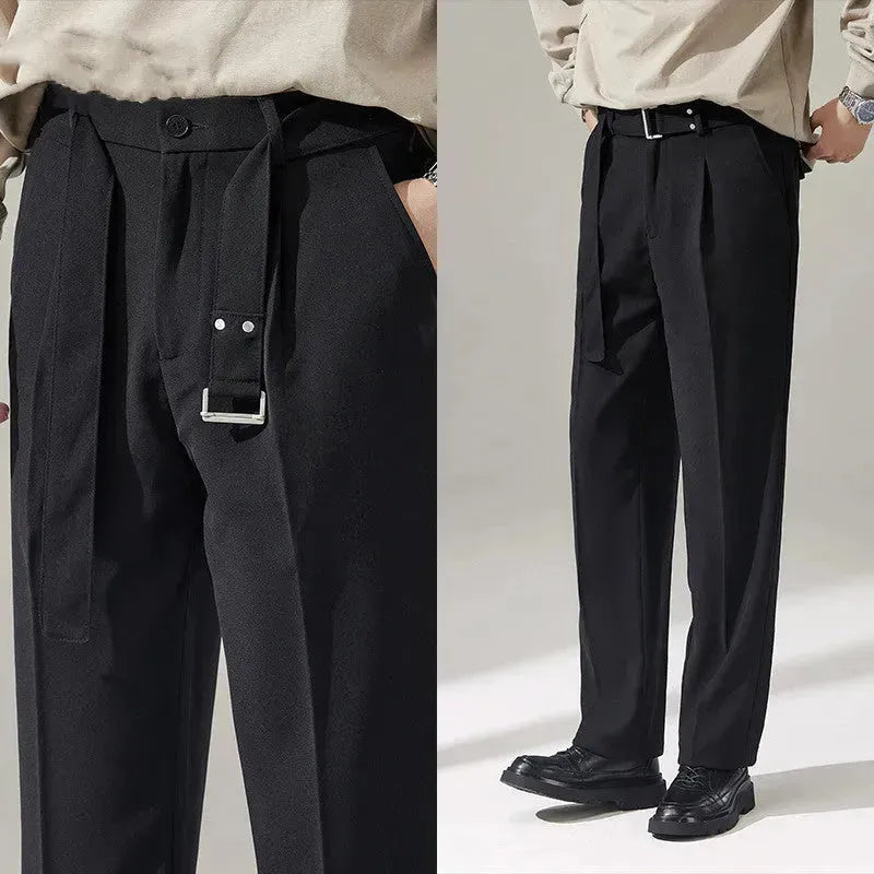 Detachable Belt Draping Wide-leg Suit Chinos Trouser For Men - EX-STOCK CANADA