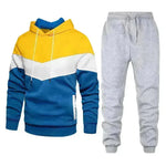 2pcs Winter Fashion Stitching Suit Outdoors Sports Suit Men's Sweatsuit Hoodie Outfit set