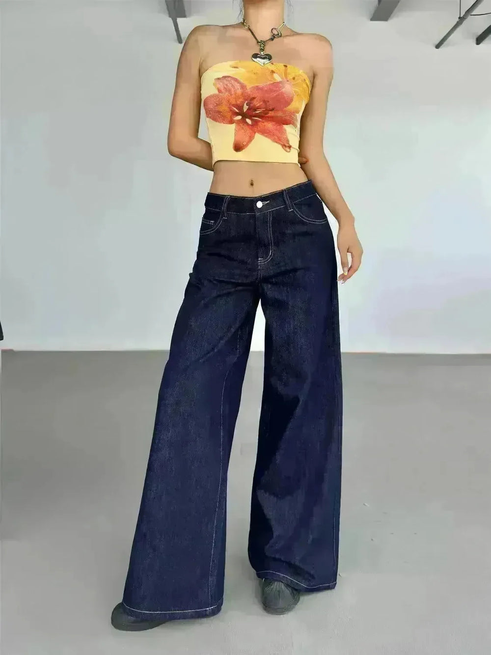 Fashion American Retro Wide Leg Baggy Jeans Pant For Women - EX-STOCK CANADA