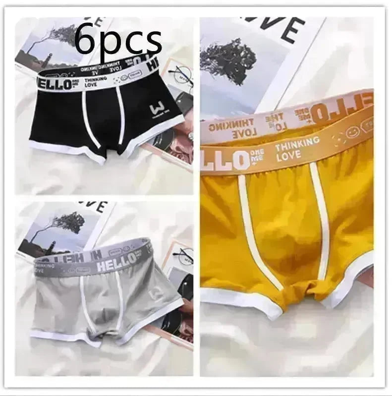 Men's Cotton  Boxer Briefs Trendy Breathable Low waist underwear - EX-STOCK CANADA