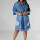 Women's Fashion 3/4 sleeve Mid Length loose Denim Jeans Dress - EX-STOCK Canada