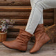 Fashion Round-toed Flat Boots Versatile Simple Slip-on Western Cowboy Boot Casual Short Shoes For Women - EX-STOCK Canada