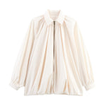 Women's Loose Pleated Zip-Front Jacket – Balloon Sleeves, 6 Colours | Sizes XS–XL