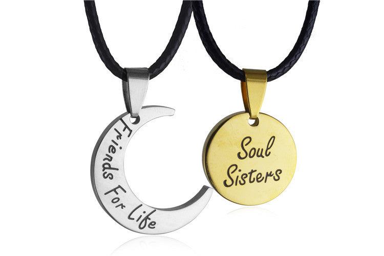 Collier Couple Lune et Soleil en Acier Inoxydable - EX-STOCK Canada