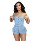 Strapless denim jumpsuit denim tube top jumpsuit Denim short Jumpsuit women Denim Short Rompers jean romper shortsjean jumpsuit shorts - EX-STOCK Canada