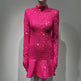 Women's Backless Rose Red Sequins Sweet Party Dinner Dress EX-STOCK Canada 