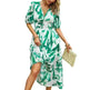 Summer Chiffon Floral Printed Temperament Waist-controlled V-neck Casual Midi Dress - EX-STOCK CANADA